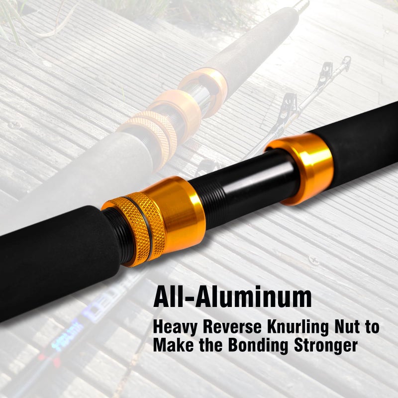 Fiblink 1-Piece/2-Piece Saltwater Offshore Heavy Trolling Rod Big Game Roller Rod Conventional Boat Fishing Pole (5 Feet 6 Inch, 30-50 lb/50-80 lb/80-120 lb) (2-Piece, 7 Feet) - Image 4